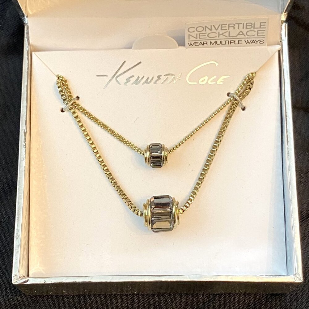 Kenneth Cole Two-Layered Gold-Colored Chain Necklace